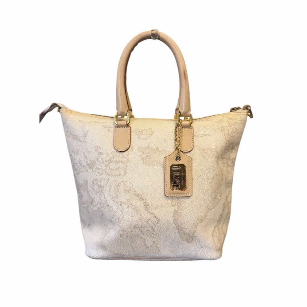 Alviero Martini 1A Classe Tote Handbag  Geo Map Print Zip Top